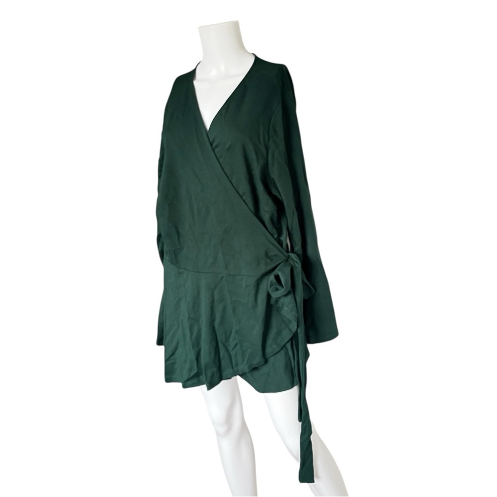 Eloquii Green Wrap Knit Top Long Sleeve Classic Holiday Womens Plus Size 22